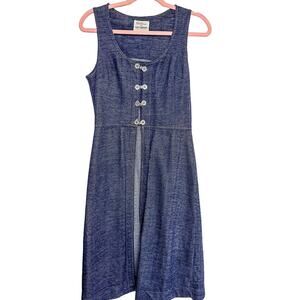 Vintage Western Denim Dress 70s Ruth Norman for Gay Gibson Dress with Button